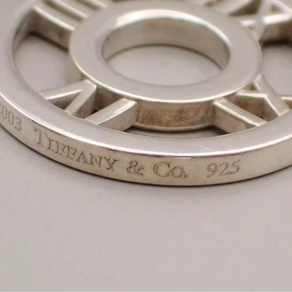 [Tiffany & Co.] Atlas Opan Medallion Clock Roman Numeral Chain Necklace Silver - Picture 12 of 16